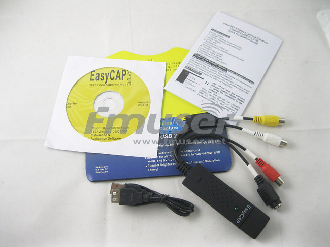 Moyic USB 2.0 Easy Cap Video TV DVD VHS DVR Tarjeta de captura Captura más  fácil Dispositivo de captura de video USB Compatible con tarjeta de Cables  de audio/vídeo