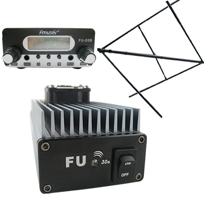 FMUSER FU-30A 30W Professional FM Power Amplifier FM Transmitter FM Exciter 85 -110MHz + CP100 Circular Polarized Antenna for Radio Station