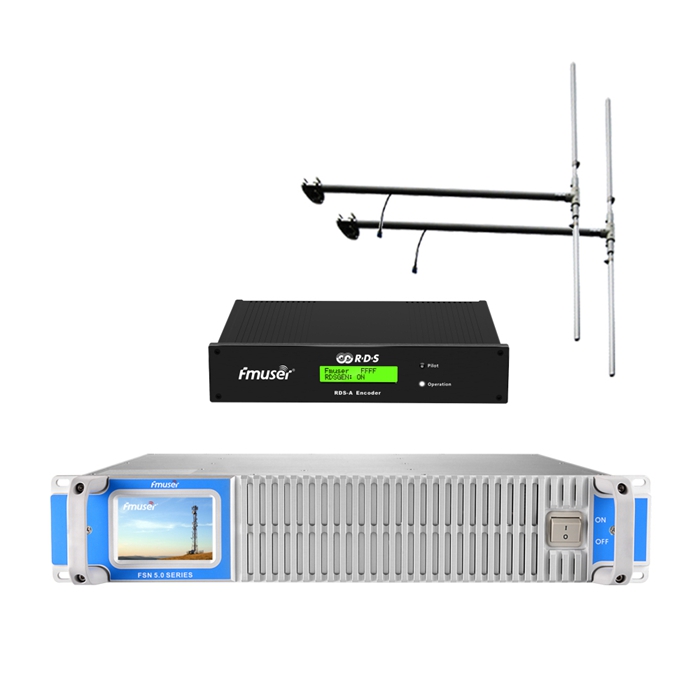 FMUSER 300Watt 350Watt Émetteur de diffusion FM + 2 * antenne DP100 + ensemble de câbles avec encodeur RDS numérique Encodeur de système de données radio pour station de radio FM