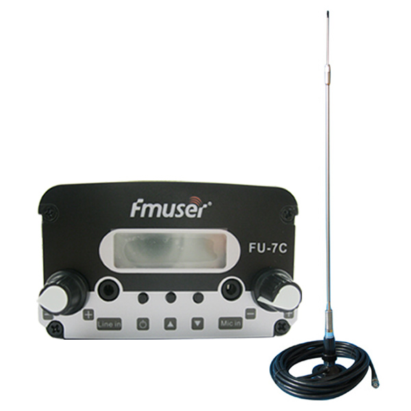 FMUSER FU-7C 7W Low Power FM Transmitter Set PLL FM Transmitter Stereo FM Broadcast Transmitter FM Exciter+CA200 Car Sucker Antenna Cable Kit For Small Radio Station/Drive-in Cinema CZH-7C CZE-7C