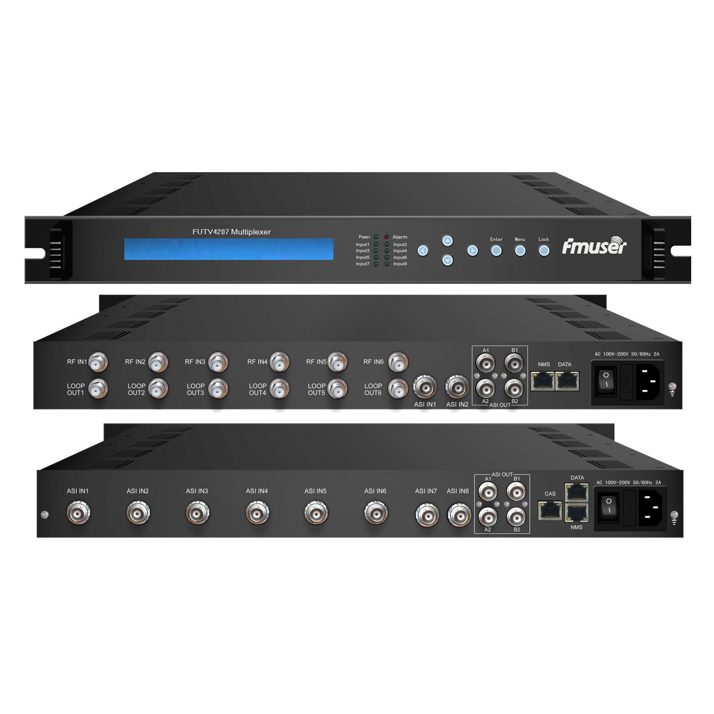 FMUSER FUTV4207X series 6 Tuner IRD(2 ASI+6 DVB-C/DVB-S/DVB-S2/DVB-T/ISDB/ATSC 8VSB RF Input,8 ASI In,2 ASI IP Output) Multiplexer